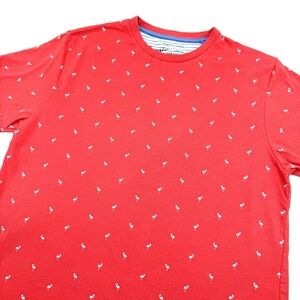 Denim & Flower Ricky Singh Men's Large Short Sleeve Flamingos Pink White T-shirt